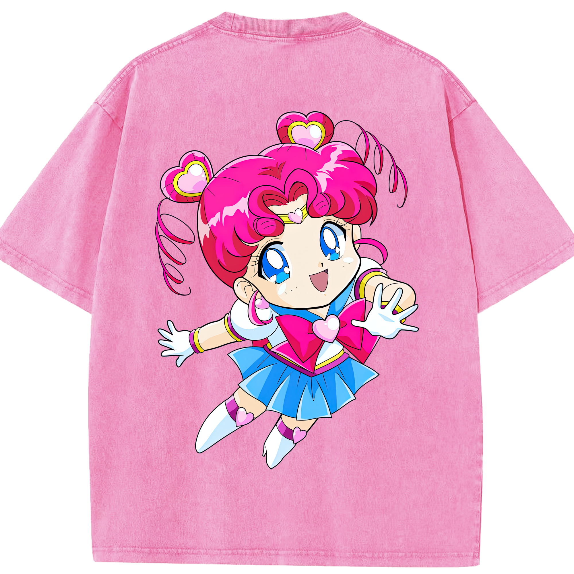 （画像用） 美少女戦士セーラームーン ちびうさ Sailor Moon Chibiusa Tsukino Usagi Small Lady Serenity 綿100% ヴィンテージ風 半袖Tシャツ（背面プリント）